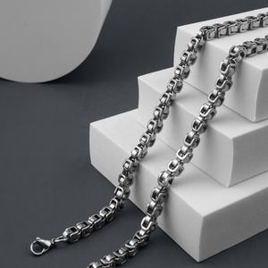 Collar de cadena de perlas cuadradas de acero inoxidable, dijes de joyería, gargantilla estilo Hip Hop, cadena redonda, directo de fábrica - Product Image 2