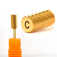 Broca para uñas de carburo de oro de 3/32 "al por mayor para manicura y pedicura, barril redondo grande, brocas para uñas 4XC 3XC para pulidora