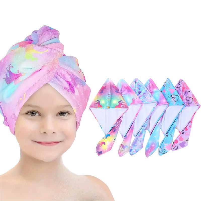 Microfiber Unicorn Pattern Hair Cap for