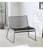 Fauteuil de loisirs de luxe moderne et contemporain en bois massif et fil de fer noir pour salon et chambre à coucher - Mobilier de maison
