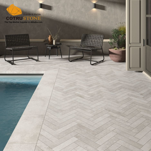 Pavés en pierre calcaire naturelle beige Cotrustone à chevrons, pour piscine, patio, extérieur moderne, emboîtables - Product Image 3