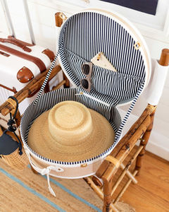 Estuche de viaje portátil Cajas de sombrero de paja Forro de sarga de poliéster Cuero Personalizado Grande Playa Sol Sombrero de vaquero Caja de almacenamiento con asa - Product Image 2