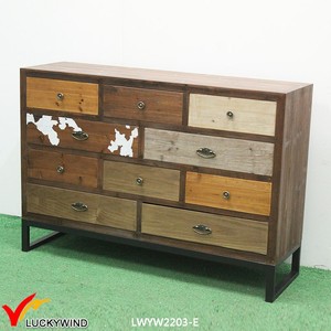 Design antico cassettone in legno massello di recupero cassettiera fatta a mano per sala da pranzo e soggiorno mobili rustici per la casa - Product Image 4