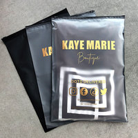 Sacs d'emballage en plastique noir givré mat personnalisés avec fermeture éclair, matière PE, refermables avec logo pour t-shirts et sous-vêtements