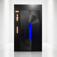 Porte d'entrée double battante de luxe populaire aux États-Unis, design géométrique 3D avec éclairage LED intégré pour villa moderne