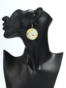 Venda quente Divertido Moda Personalidade Goldfish Brincos Doce Vitalidade Rodada Fatia De Limão Embutido Peixe Acrílico Pingente Brincos - Product Image 2