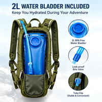Sac à dos d'hydratation tactique, poche à eau de 2L, MOLLE, randonnée en plein air, course à pied, cyclisme, camping, sac à eau militaire