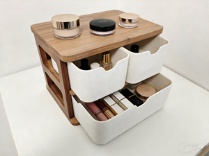 Carbonized Bamboo Wooden Desk Home <strong>Storage</strong> <strong>Drawer</strong> Organizer <strong>Boxes</strong> with 3 <strong>Drawers</strong> for Kitchen Office Livingroom Space Save - Product Image 3