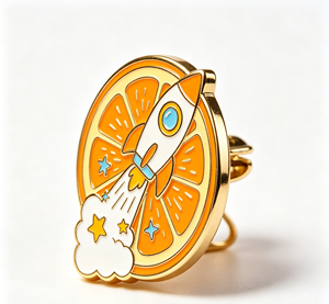 Pin de Solapa Personalizado con Diseño de Cohete, Broche de Metal Chapado en Oro, Insignia Redonda Impresa en Offset para Regalo de Boda o Festivo - Product Image 4