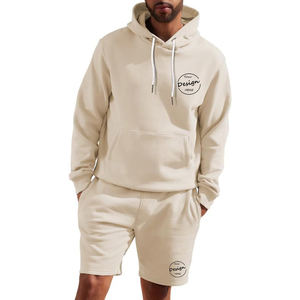 Premium Respirant Imprimé Coton Polaire Tissu Taille Élastique Shorts Sport Wear À Capuche Hommes Sweat Pantalon Court Costume - Product Image 6