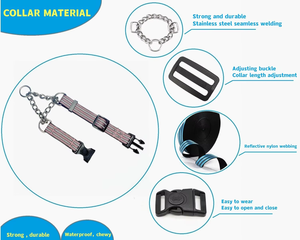 Collar de Adiestramiento para Perros NiBao Personalizado, Reflectante, Resistente, de Acero Inoxidable, Tipo Martingala - Product Image 3