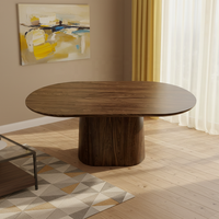 Table à manger ovale en bois de style nordique moderne avec base en bois, assemblée, écologique, pour hôtel et villa