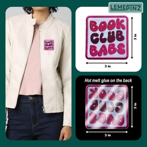 Patch brodé thermocollant Book Club Babes de 3 pouces pour chapeaux, vêtements, sacs à dos, jeans, à coudre soi-même - Product Image 5