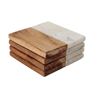 Posavasos Redondos de Mármol y Madera de Primera Calidad, Resistentes al Calor, Juego de Posavasos para Mesa de Comedor, Cocina y Restaurantes - Product Image 1