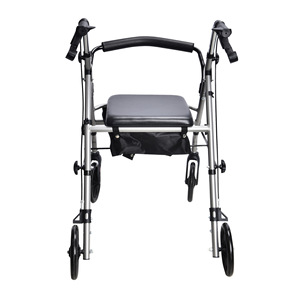 Wei Xuankang Four-Wheeled <b>Walker</b> With Seat Black Folding Walking Aid For <b>Elderly</b> Mobility Support - Product Image 4