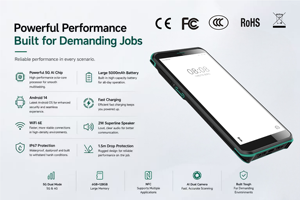 รุ่น 6S รองรับเครือข่าย 5G WiFi-6E ระบบปฏิบัติการ Android 14 แบบพกพาที่ทนทานเป็นพิเศษ หน่วยประมวลผล 8 แกน หน่วยความจำ 6GB+128GB แบตเตอรี่ 5000mAh ถอดเปลี่ยนได้แบบ Hot Swap - Product Image 2