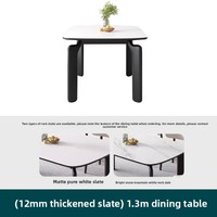Table à manger en bois massif style crème avec plateau en ardoise, pieds en forme d'éléphant, rectangulaire, pour petites maisons, chaises vintage, style moderne minimaliste