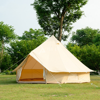 Carpa de Lona Espaciosa Tipo Campana con Orificio para Estufa, Yurta de Lujo para Acampar, Impermeable y Transpirable para Todo Tipo de Clima