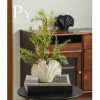 Retro Ginkgo-Blatt Matte Farbglasierte Vase für Blumenarrangements Luxuriöser High-End Wabi-Sabi Stil Eingangsbereich Wohnzimmer TV