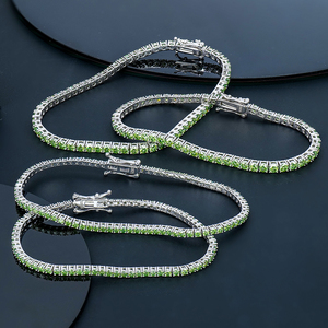 Wholesale Custom Fine Jewelry Diamond Designer Green Iced Out Vvs Moissanite 925 Silver Wedding Bracelet Certified Jewelry - Product Image 1