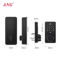 ANG Serrure de porte intelligente numérique à pêne dormant de petite taille, compatible Tuya, déverrouillage à distance par empreinte digitale, clavier tactile, serrure de porte avec caméra