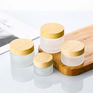 Pot en verre borosilicate givré de 50 ml avec couvercle en bambou, pot cosmétique noir mat pour soins de la peau, bouchon à vis - Product Image 2