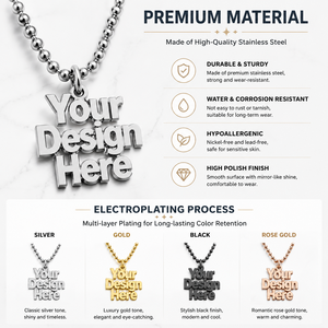 Collana Personalizzata in Acciaio Inossidabile con Logo e <span class=keywords><strong>Nome</strong></span> Inciso, Gioiello di Moda Durevole, Regalo per Uomini e Donne - Product Image 3