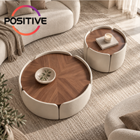 Table basse ronde avec tiroir de rangement, style crème, design pétale, mobilier de salon de luxe moderne du milieu du siècle, OEM ODM