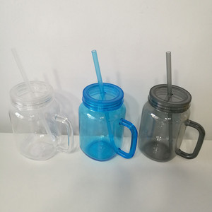 400ml 450ml 500ml 16oz Custom <strong>Mason</strong> <strong>Jars</strong> With Lids and Straws in <strong>Bulk</strong> Plastic <strong>Mason</strong> Juice Drinking Cups With Handle - Product Image 4