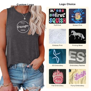 Bulk Wholesale High Quality 93% Polyester 7% Elastic Eco-Friendly Jersey Quick Dry Fitted <b>Sleeveless</b> T Shirt Gym Yoga Tank <b>Top</b> - Product Image 2