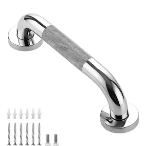 Cromo escovado barras de apoio do banheiro do cetim para a barra antiderrapante da garra do toalete da banheira com textura recartilhado