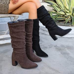 <span class=keywords><strong>Bottes</strong></span> pour femmes à la mode de style français, nouvelles <span class=keywords><strong>bottes</strong></span> hautes de chevalier, <span class=keywords><strong>bottes</strong></span> à talons épais qui vous font paraître mince et longue - Product Image 4