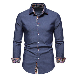 Camisa de Mezclilla Casual para Hombre, Nueva Colección Primavera-Verano, con Estampado <span class=keywords><strong>Floral</strong></span> - Product Image 1