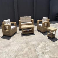 Ensemble de mobilier de jardin moderne en rotin tressé de luxe pour patio extérieur, canapé sectionnel résistant aux intempéries pour cour et balcon