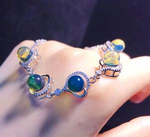 Pulsera de Cadena con Cuentas Triples de Ámbar Azul Mexicano Natural, Plata de Ley 925, Ajustable, Joyería para Mujer - Product Image 3