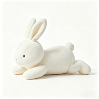 Peluche lapin douce pour s'allonger, faible MOQ, avec logo personnalisé brodé, en polyester, pour anniversaire, vente en gros