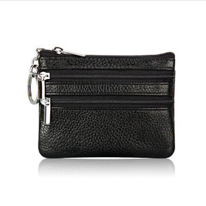 Wholesale or Custom <strong>Soft</strong> Genuine <strong>Leather</strong> Wallet Mini Zipper Pocket Coin <strong>Purse</strong> for Women with Keychain - Product Image 5