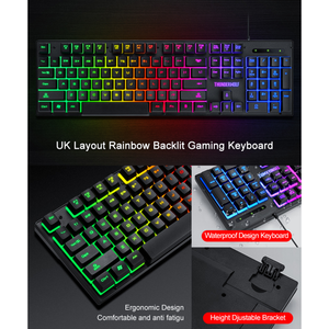 Ensemble de jeu 4-en-1 2,4 G : <span class=keywords><strong>Clavier</strong></span> à sensation mécanique, <span class=keywords><strong>Souris</strong></span> RVB rétroéclairée, <span class=keywords><strong>Casque</strong></span> et Tapis de <span class=keywords><strong>souris</strong></span> pour joueurs PC - Product Image 6