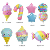 Ballons en aluminium en forme de bonbons glacés de dessin animé mignons, 5 pièces, beignets, décoration de fête d'anniversaire, de remise de diplôme, de Noël, du Nouvel An