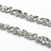 Chaîne de coupe à strass en œil de cheval scintillant, garniture cousue sur verre de cristal décoratif pour l'artisanat, Applique mariée, vêtements, collier