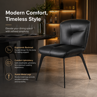 Chaise de salle à manger à assise fendue en tissu noir avec pieds plats en acier, en vente pour les acheteurs de cantines d'hôtels, cafés et tavernes