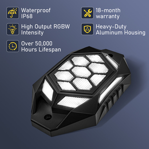 <span class=keywords><strong>APP</strong></span> Control remoto RGBW LED Rock Lights4 8 12 16 Pods con luz de freno Señal de giro IP68 Underglow Rock Neon Light Kits 121 modos - Product Image 4