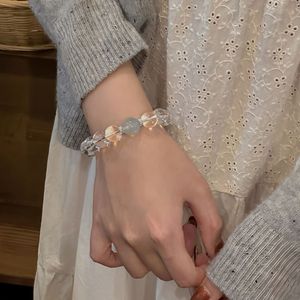 White Crystal <b>Bracelet</b> S925 Sterling Silver Women's Light Luxury Aquamarine <b>Beaded</b> Everyday Wear Jewelry - Product Image 2