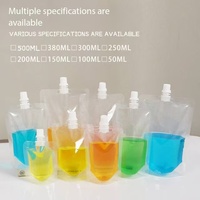 Pochette transparente à bec verseur en plastique de qualité alimentaire pour l'emballage de boissons liquides, jus, lait, disponible en plusieurs tailles