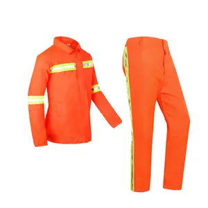 Factory wholesale Fluorescent orange safety suit Safety Cleaning road Cloth Coveralls Sanitation worker uniform