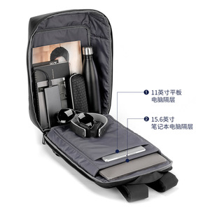 Kingsons Men's Laptop <b>Backpack</b> 20-35L USB Charging Port Everyday Use Solid Color Shoulder <b>Straps</b> - Product Image 3