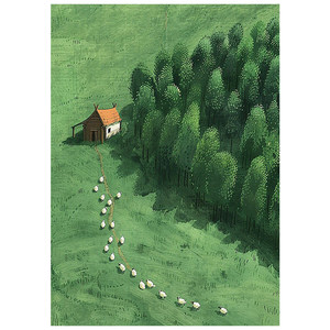 Pintura al óleo de paisaje de pradera verde y bosque, arte de pared pintado a mano estilo impresionista para decoración de entrada de sala de estar - Product Image 5