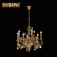 Magnifique Lustre en Céramique à Motifs Floraux, Style Champêtre, avec Cristaux K9, Lampe Décorative pour Plafond de Salon de Villa ou Palais Européen