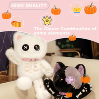 Peluche chat squelette personnalisée de haute qualité, chaton gothique blanc, animaux en peluche effrayants, poupée chat squelette pour cadeaux d'enfants