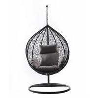 Chaise d'extérieur en rotin pour hamac avec cadre en métal, balançoire à oeufs pour adultes, noire